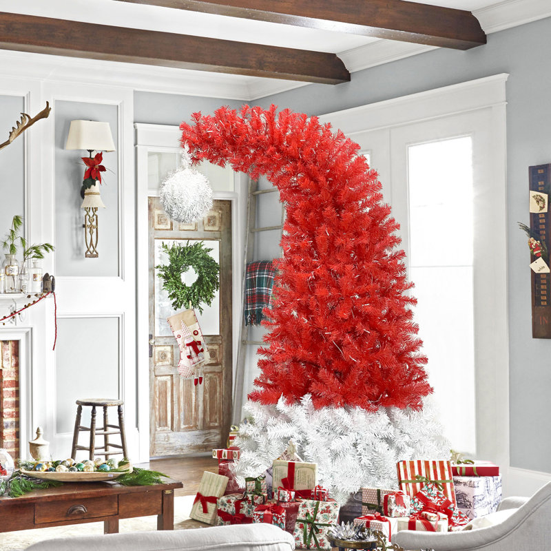 6 Lighted Artificial Fir Christmas Tree Stand Included Red White